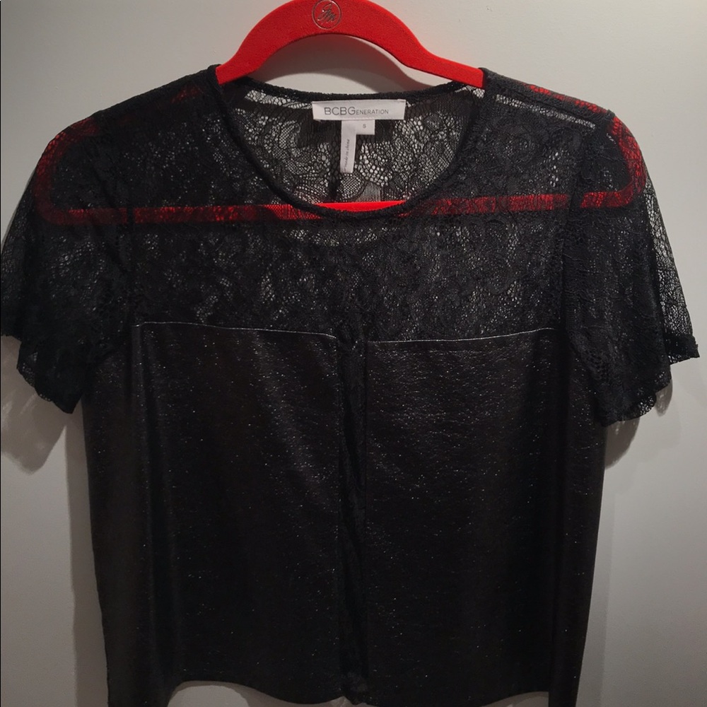 BCBG metallic lace crop